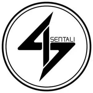 Logo of Sentali featuring a bold, stylized "4" and "7" within a circular design, emphasizing modern branding and minimalist aesthetics.