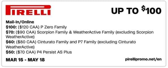Bridgestone tire promotion offering up to $150 on select models, including WeatherPeakâ„¢, Alenzaâ„¢, Duelerâ„¢, DriveGuardâ„¢, Ecopiaâ„¢, Potenzaâ„¢, and Turanzaâ„¢. Valid online only with installation at participating dealers. Offer period: March 10 to May 31. Visit bridgestonerewards.com for details.