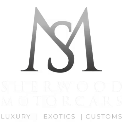 Sherwood Motorcars logo featuring the brand name with the tagline highlighting luxury, exotic, and custom vehicles.