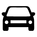 Black silhouette of a car icon representing transportation and automotive themes.
