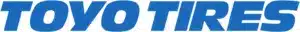 Toyo Tires logo in bold blue letters, representing the brand's commitment to high-quality tires for various vehicles and driving conditions.