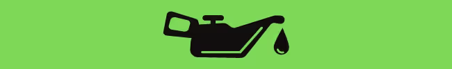 Black silhouette of an oil can with a drop of oil against a bright green background, symbolizing vehicle maintenance and oil changes.