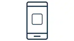 Icon of a smartphone with a blank screen, representing mobile technology and digital communication.