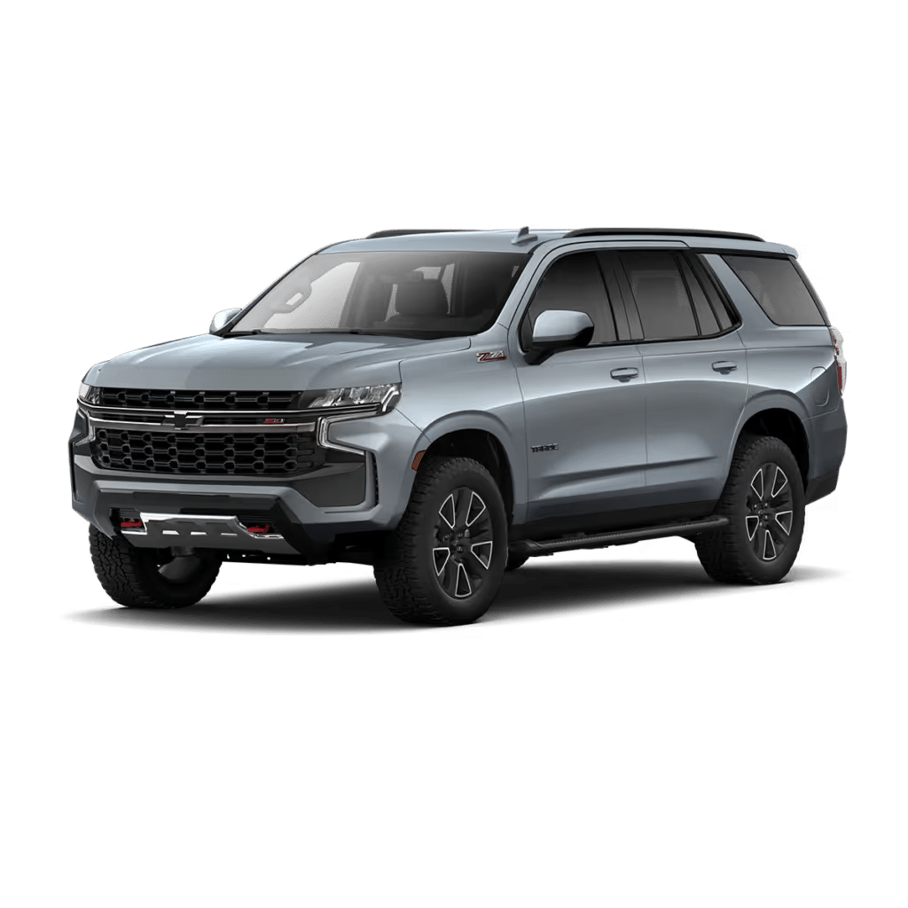 2023 Chevrolet Tahoe Z71 in light blue, showcasing a rugged exterior with bold lines, off-road capabilities, and advanced features, ideal for both urban and adventurous driving.