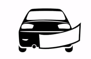 Illustration of a front view of a car with a blank banner, ideal for use in automotive advertising or promotional materials.