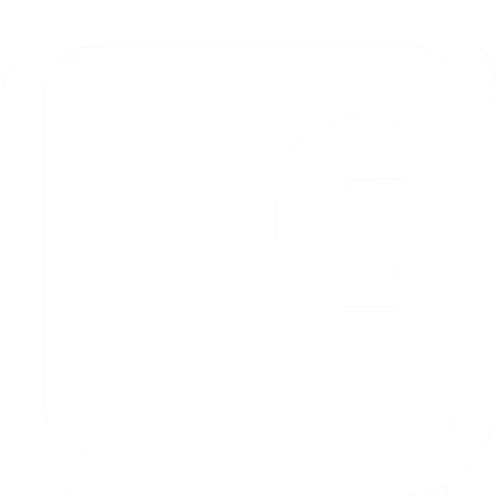 White Facebook logo inside a square icon, symbolizing social media engagement and connectivity.