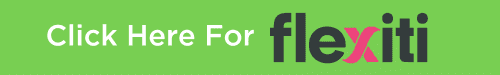 Green promotional banner for Flexiti with a call-to-action encouraging users to click for more information about their services.