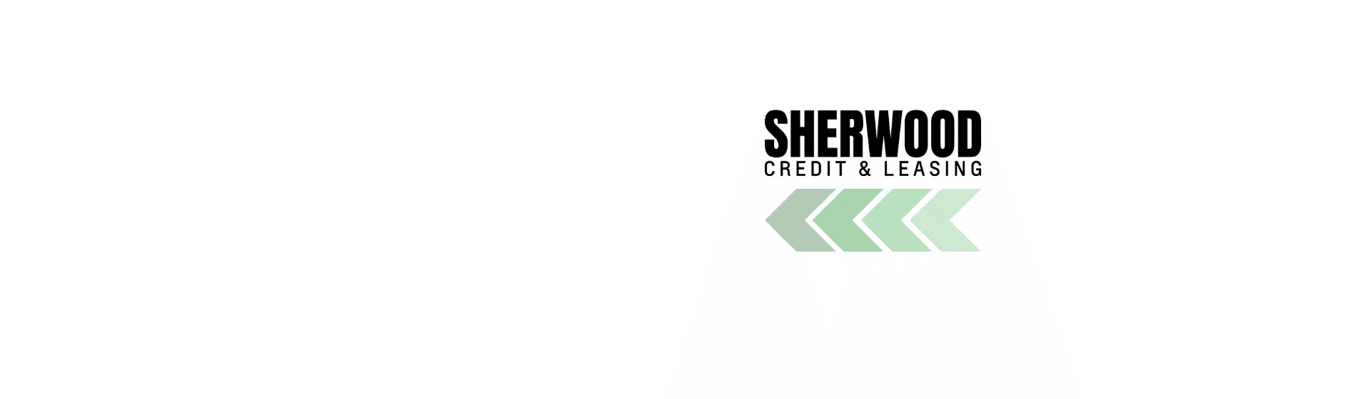 Sherwood Credit & Leasing logo design featuring bold typography and green directional arrows, representing financial services and leasing solutions.