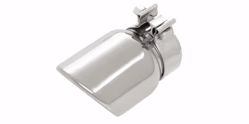 Close-up view of a car's exhaust tip, showcasing a sleek design integrated into the rear bumper, highlighting automotive performance and style.