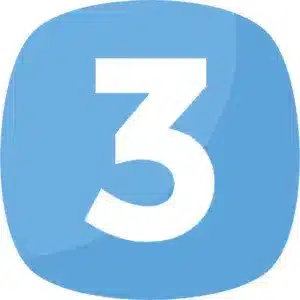Blue square icon featuring the number three in white, representing a numeric digit often used in app interfaces or educational materials.