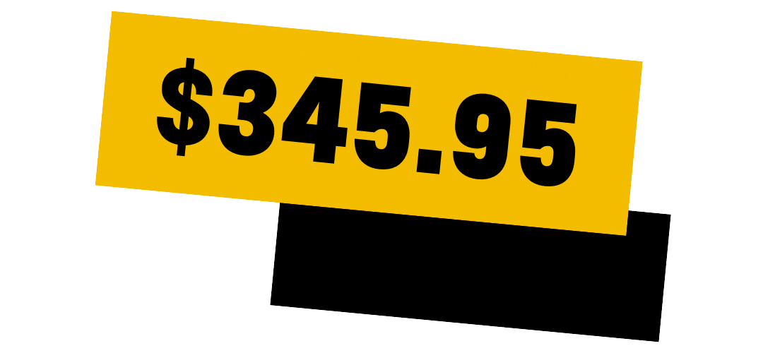 Text graphic displaying a price of $345.95 prominently on a yellow background, emphasizing a potential sale or advertised product.