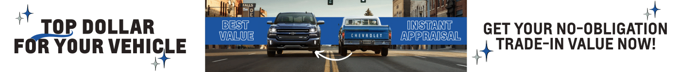 Banner advertisement for Sherwood Park Chevrolet promoting vehicle trade-ins with a bold message about wanting vehicles, highlighting the benefits of lowering payments and costs, and invitation to trade any make or model.